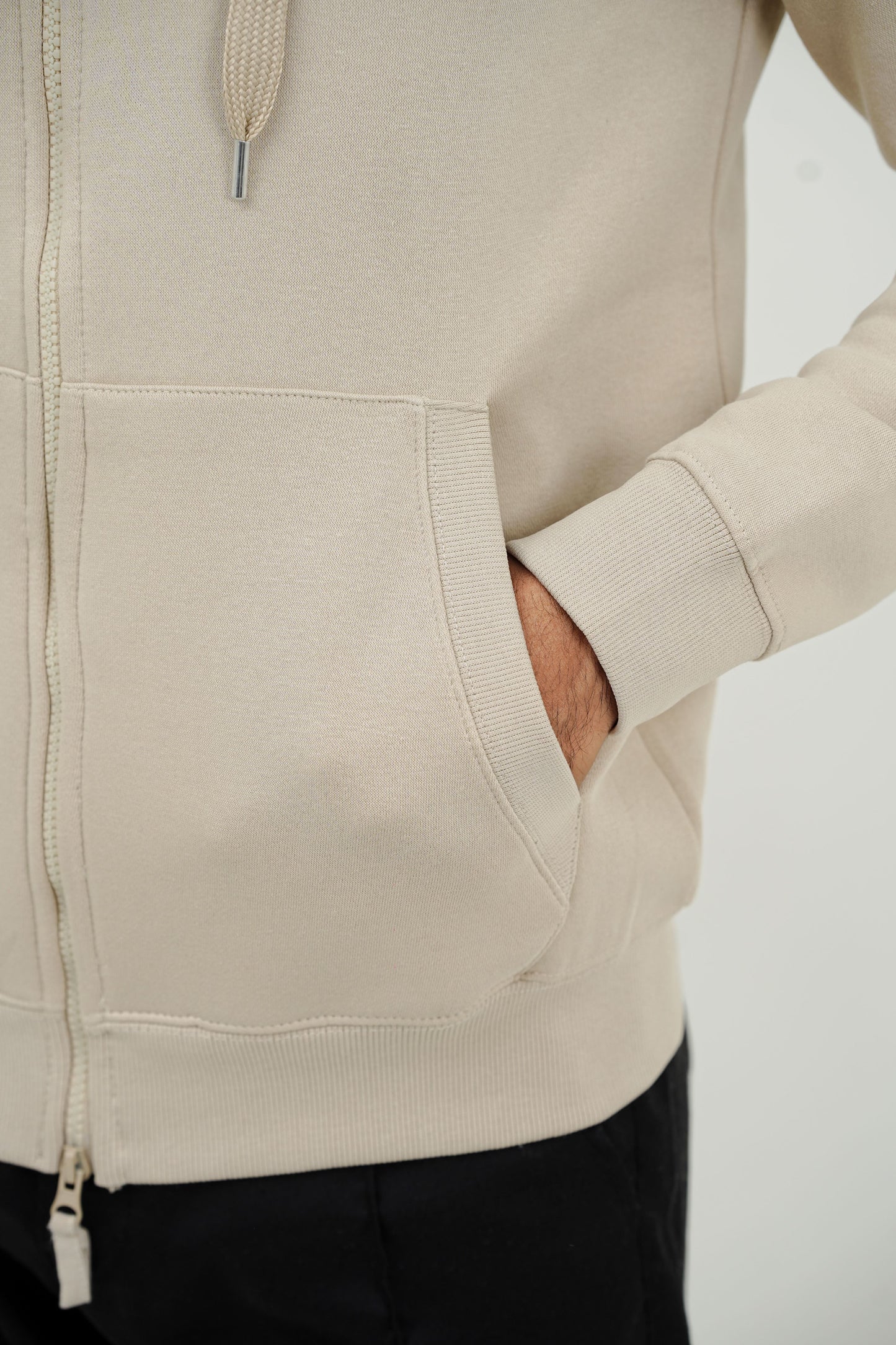 Cream Zip-Up Hoodie