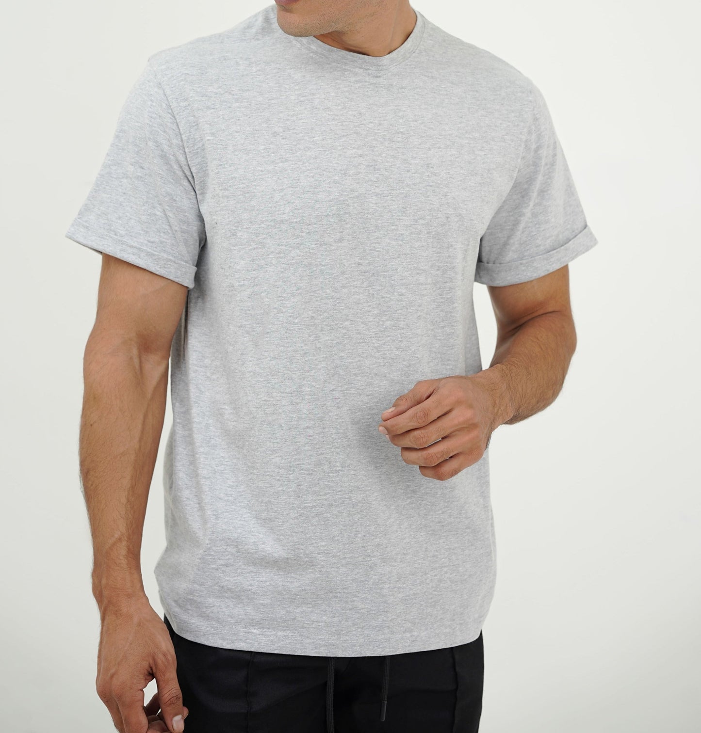 Grey Crew Neck T-Shirt (Half-Sleeve)